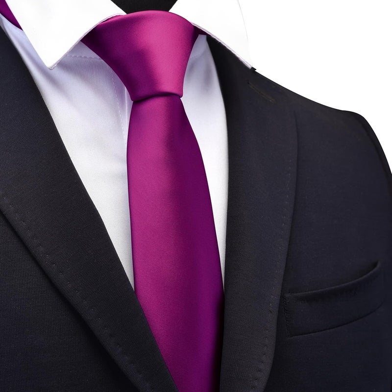 Branduce 2.4"（6cm） Mens Solid Skinny Satin Tie Pure Color Slim Necktie for Business and Wedding - Image 2